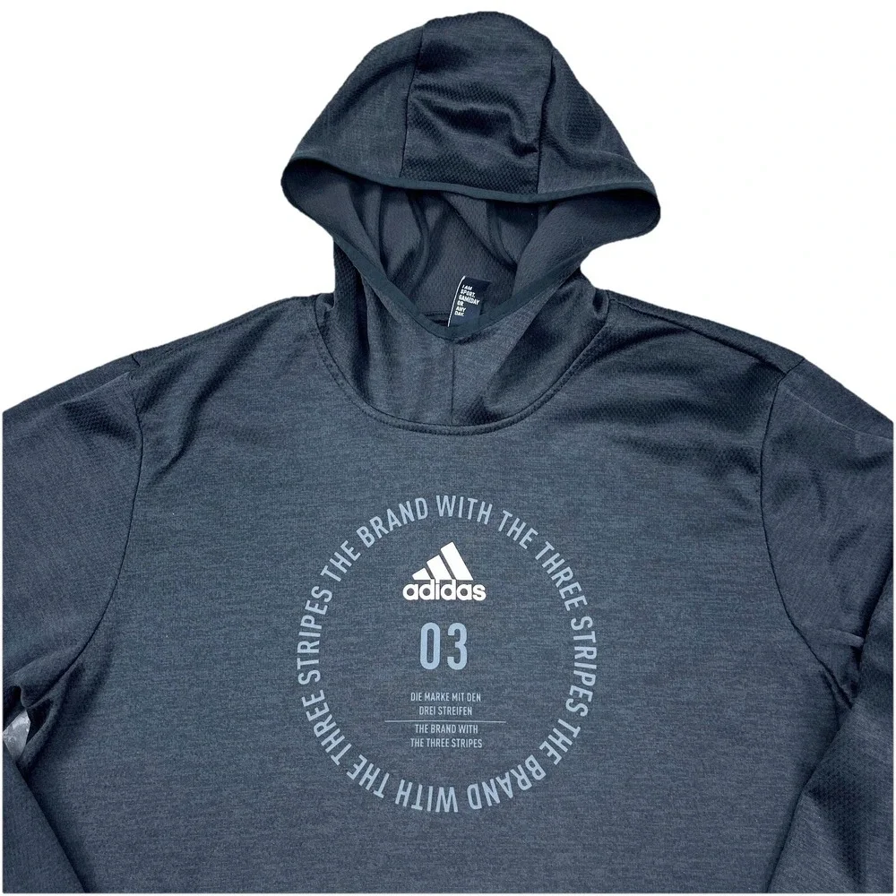 Adidas Hoodie Men Large Black Sweatshirt Sweater Performance Active Pull Over PP